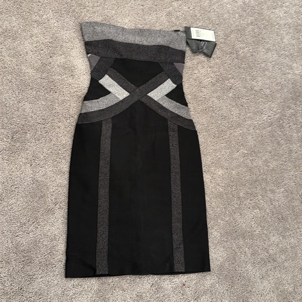 Herve Leger Black /Grey Strapless Dress